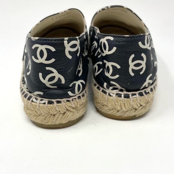 SOLD Chanel Interlocking CC Logo Leather Espadrilles Round Toe Flats EU37 - Picture 7 of 13